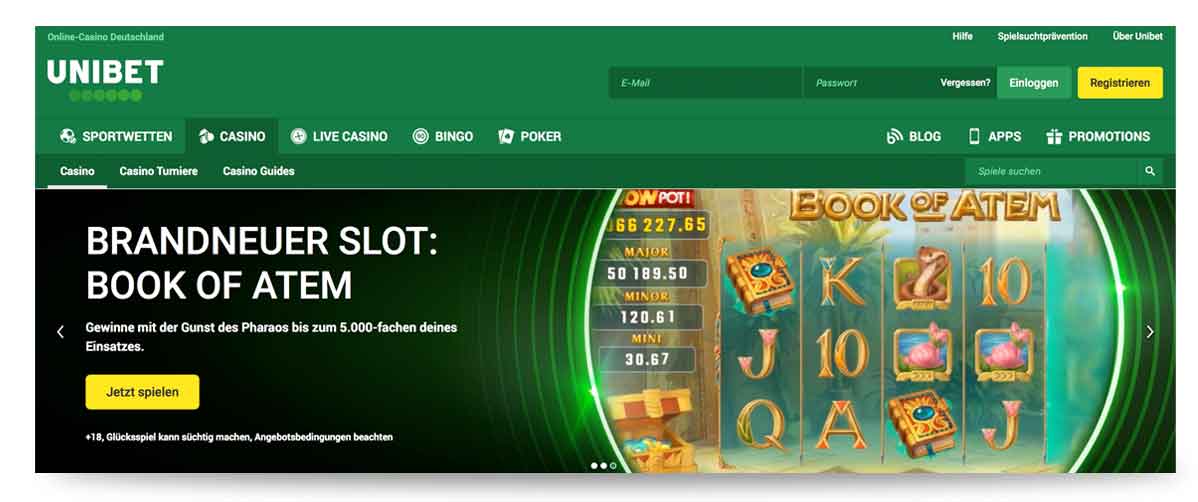 Unibet Casino Startseite