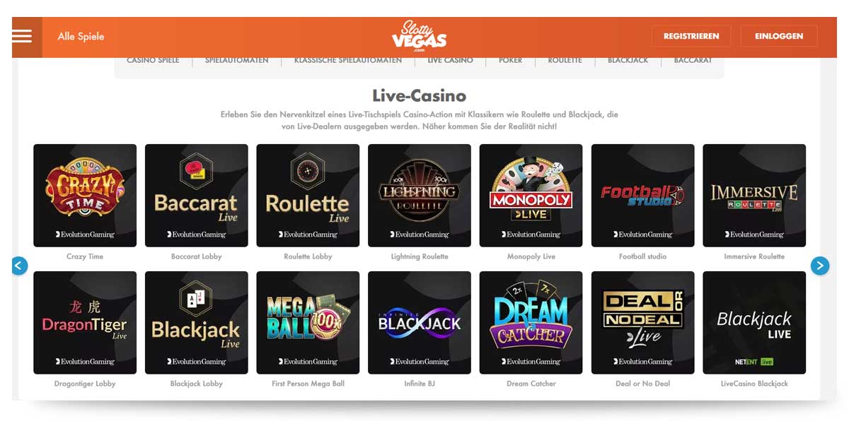 Slotty Vegas Live Casino